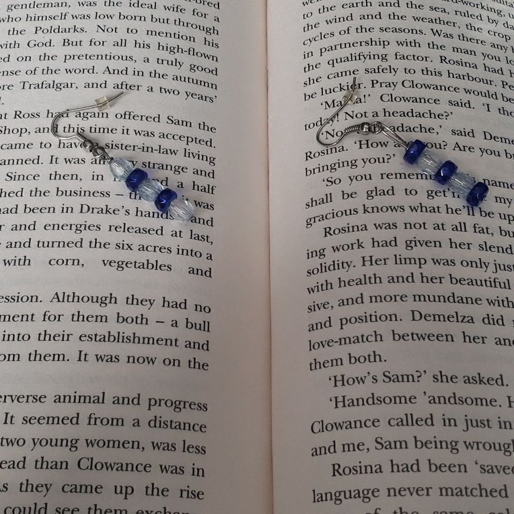 Blue and Clear Beaded Earrings‎